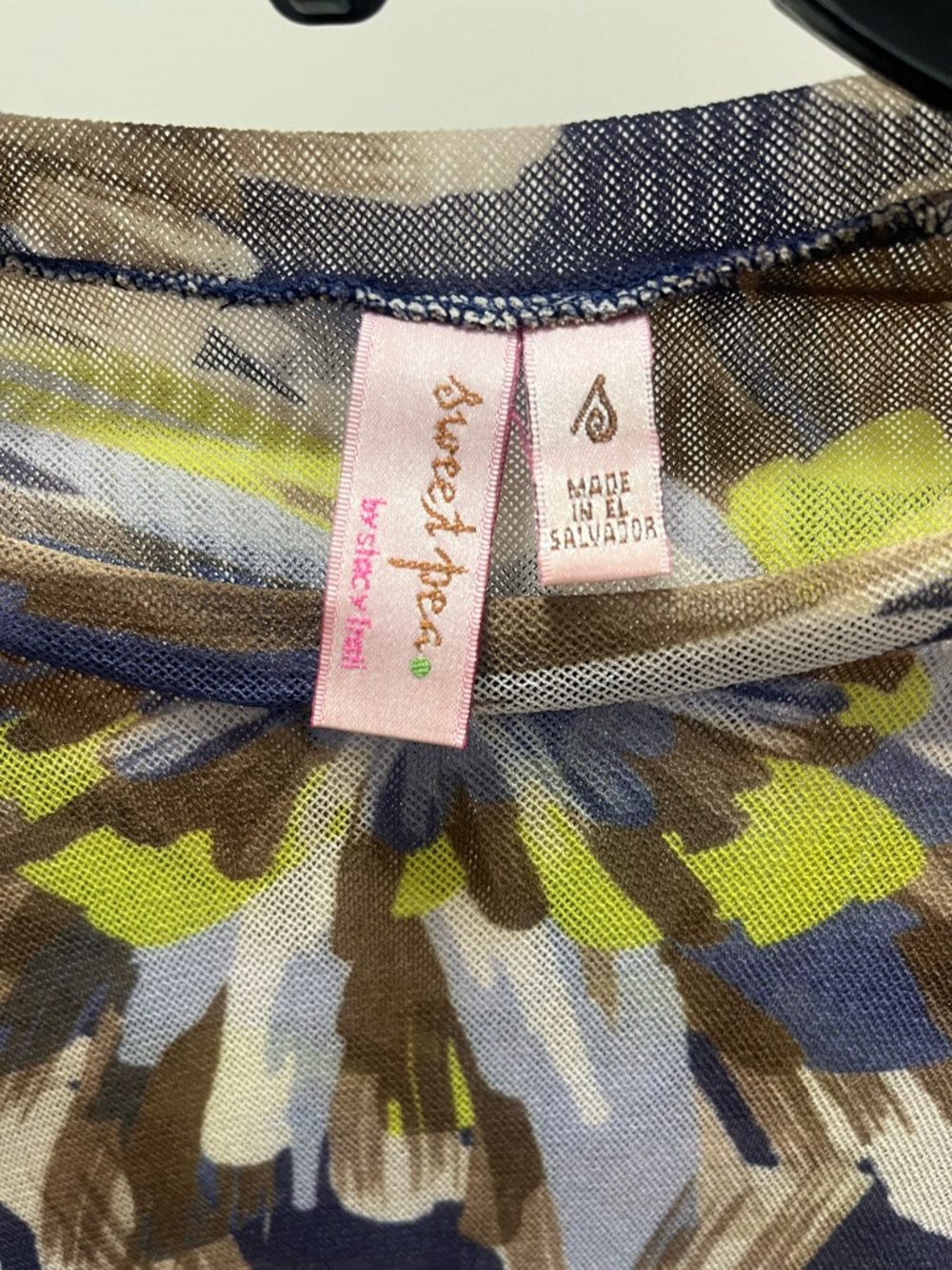 Sweet Pea Long Sleeve Floral Brushstroke Top - Navy, Brown, Olive, Light Blue - Picture 4 of 6